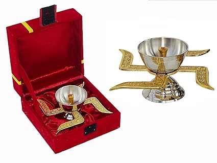 Swastik Akhand diya with velvet box