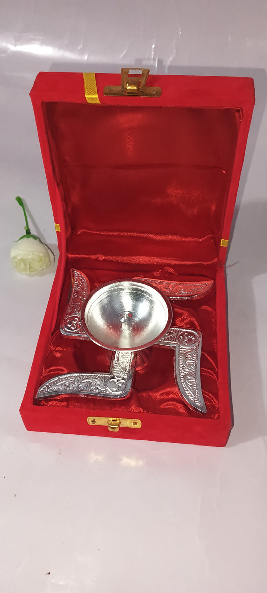 Swastik Akhand diya with velvet box