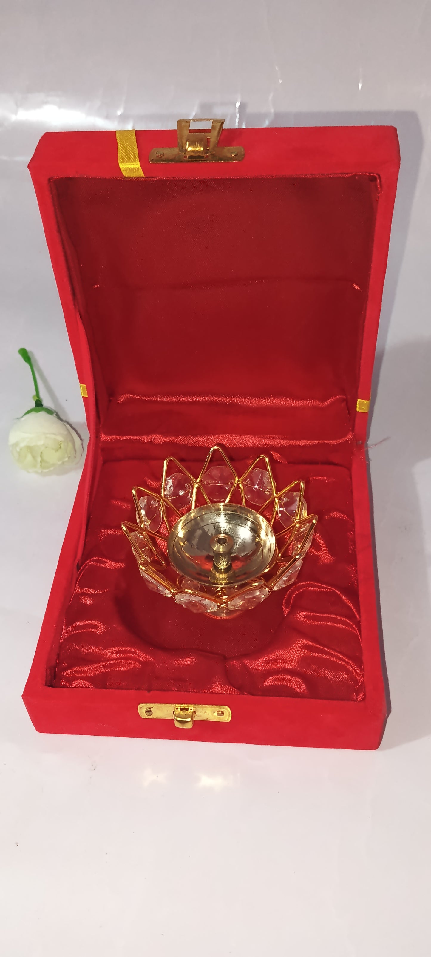 Brass crystal akhand diya