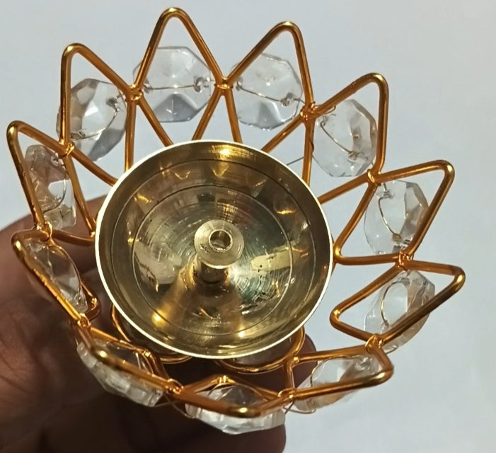 Brass crystal akhand diya