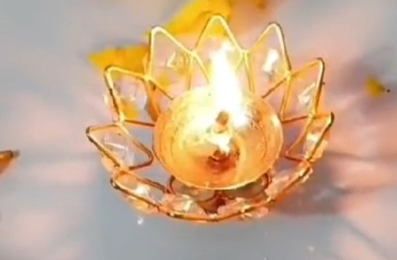 Brass crystal akhand diya